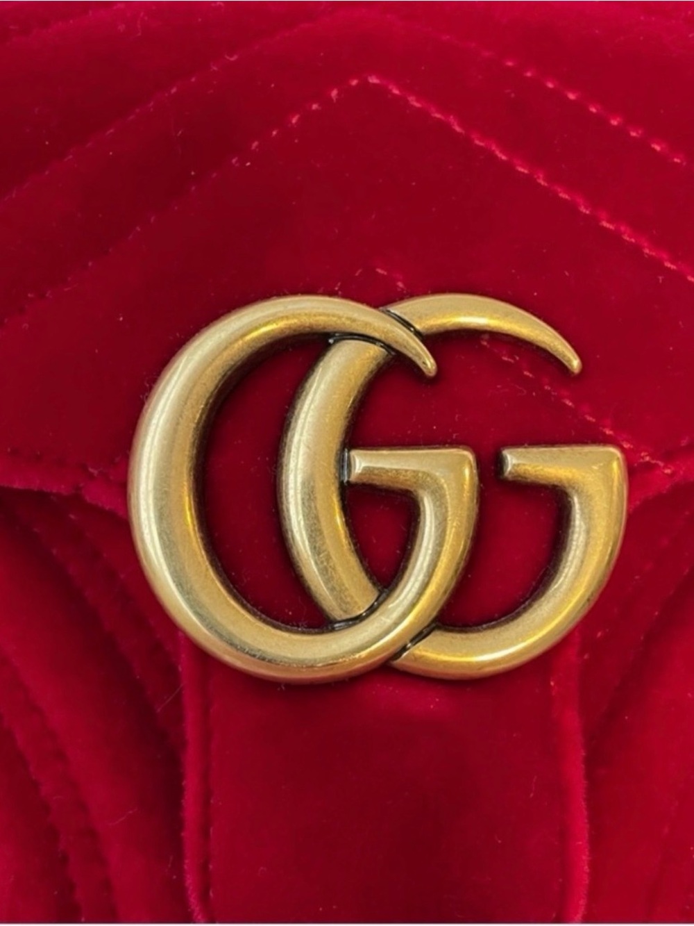 Authentic Mini Gucci Velvet Marmont Bag, Red